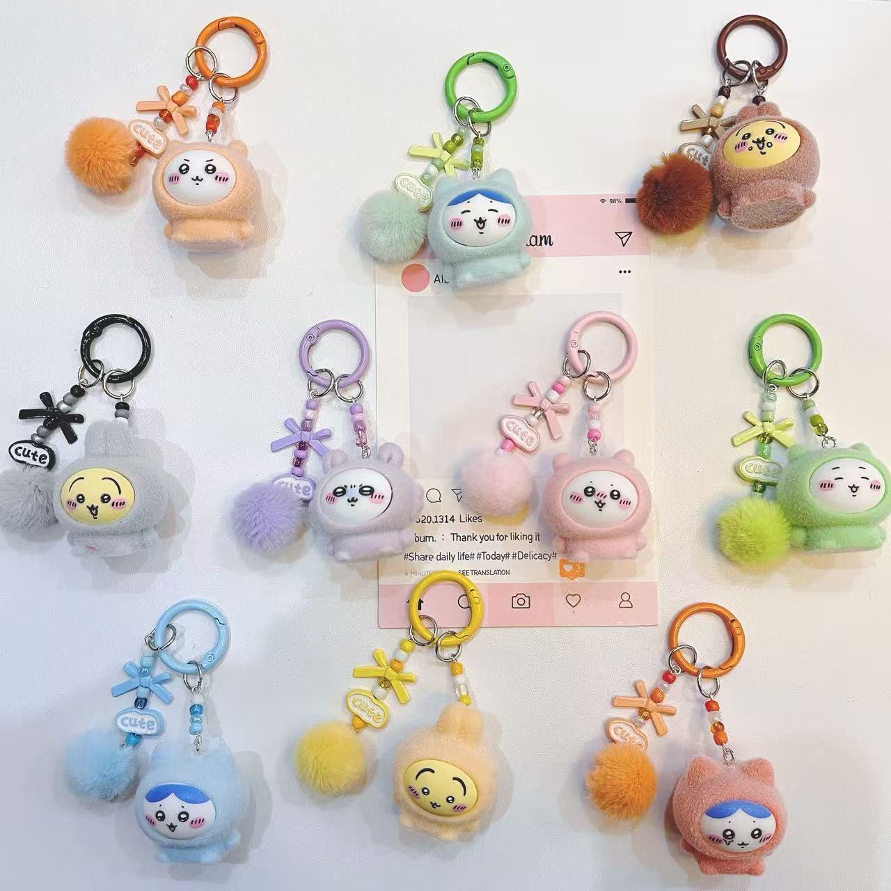 Phone Accessories For Kids - yiji Flocked Cartoon Keychain Cute Momonga