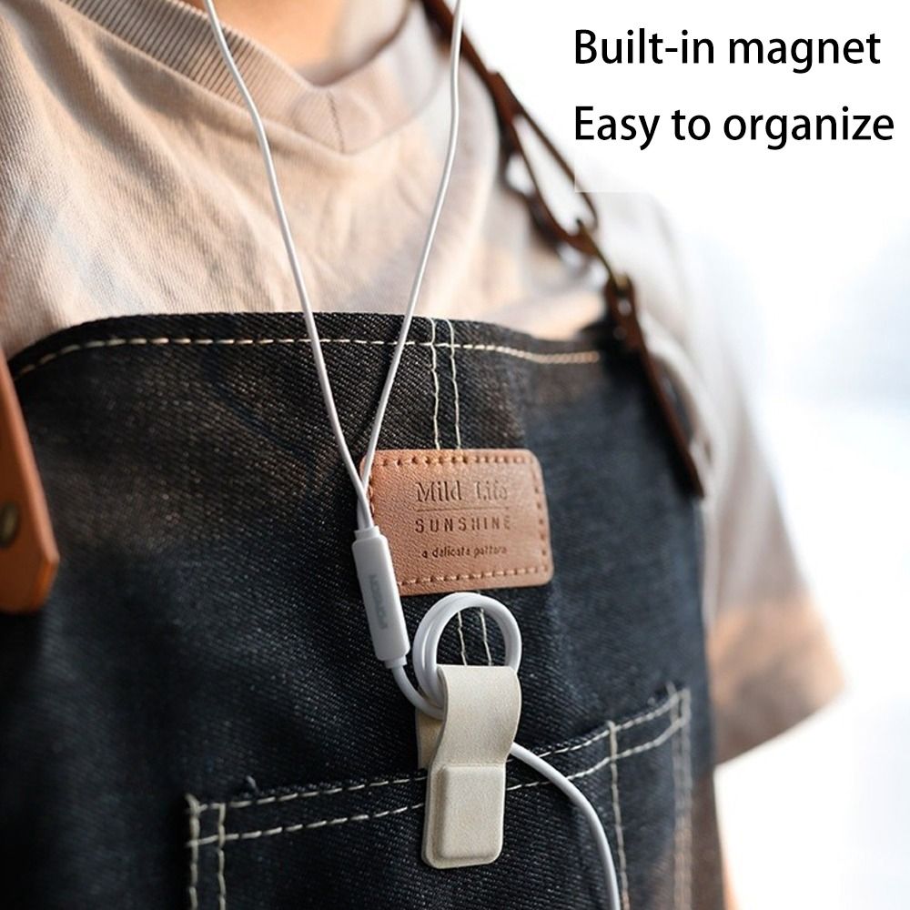 New Leather Earphone Cable Cli - Cable Organizer Magnetic ulasan dan harga