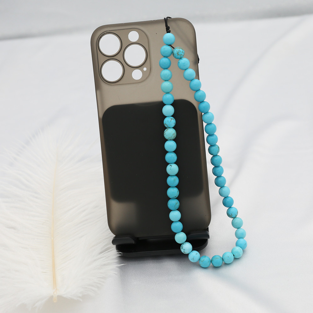 8MM Blue Turquoise Beaded Mobi - Phone Accessories Men ulasan dan harga