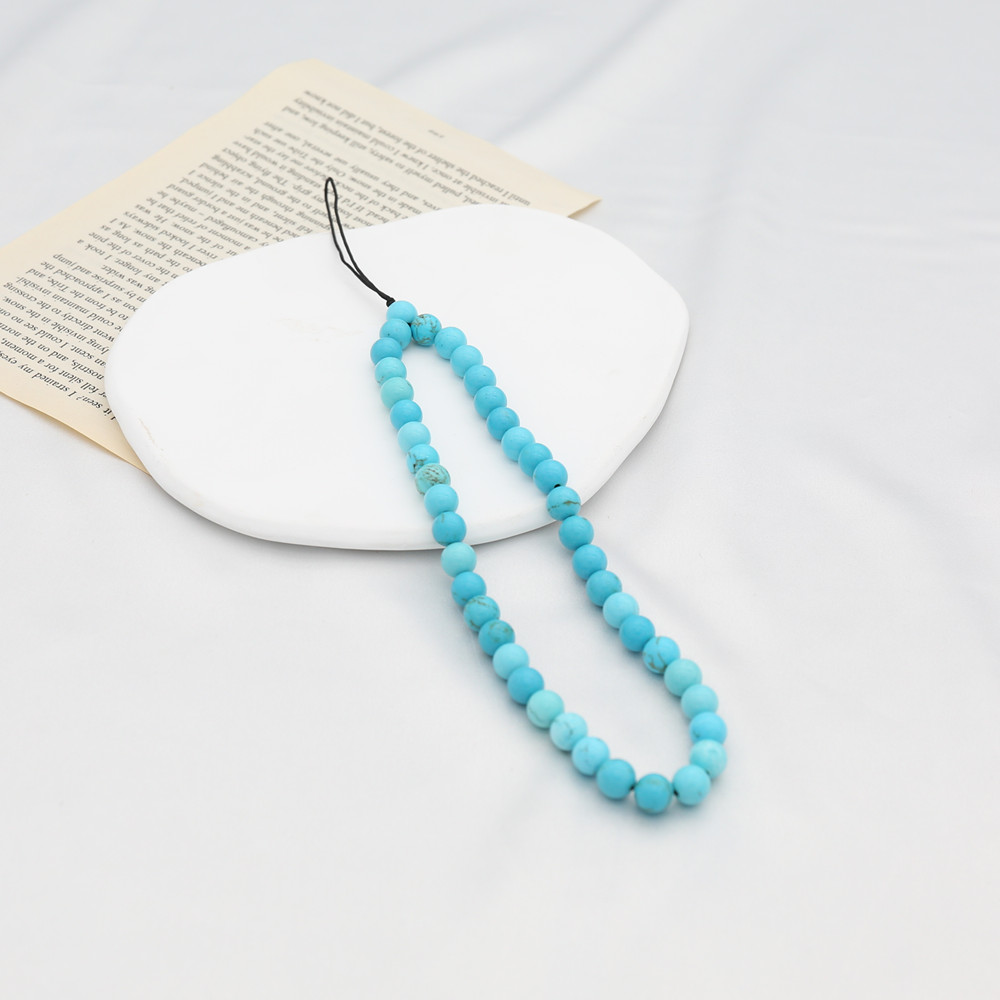 8MM Blue Turquoise Beaded Mobi - Phone Accessories Men ulasan dan harga