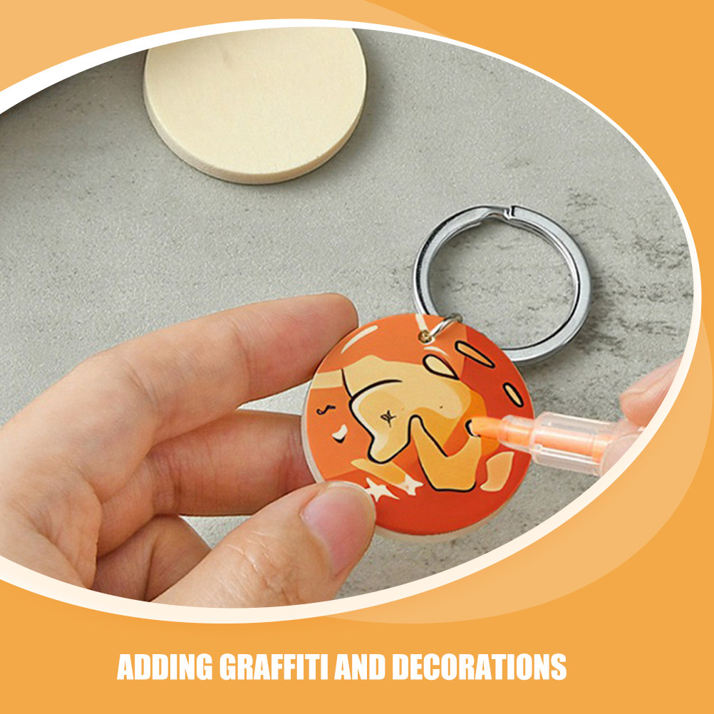 1Set Round Wooden Keychain Bla - Phone Accessories Ideas ulasan dan harga