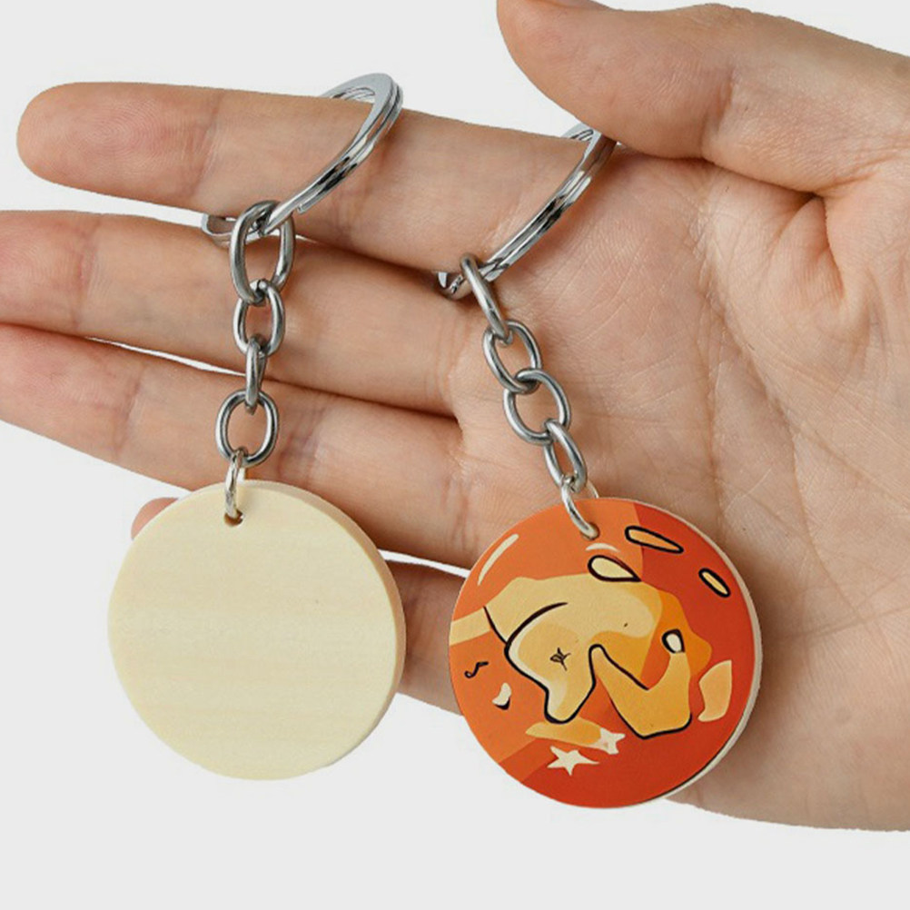1Set Round Wooden Keychain Bla - Phone Accessories Ideas ulasan dan harga