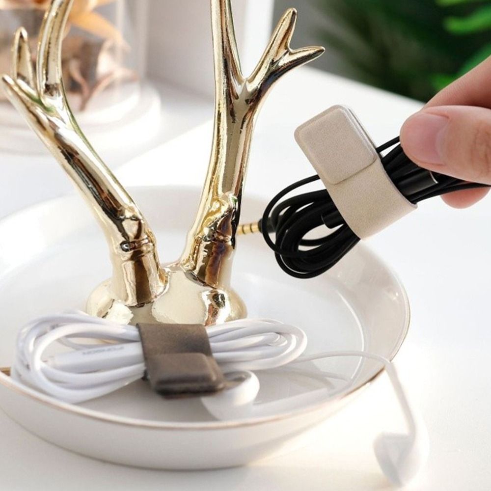 New Leather Earphone Cable Cli - Cable Organizer Magnetic ulasan dan harga