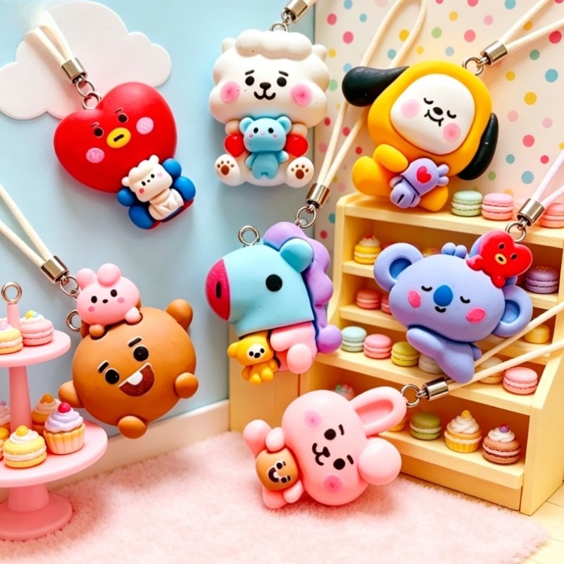 7pcs BT21 Resin Cartoon Charm  - Phone Accessories Jewelry ulasan dan harga