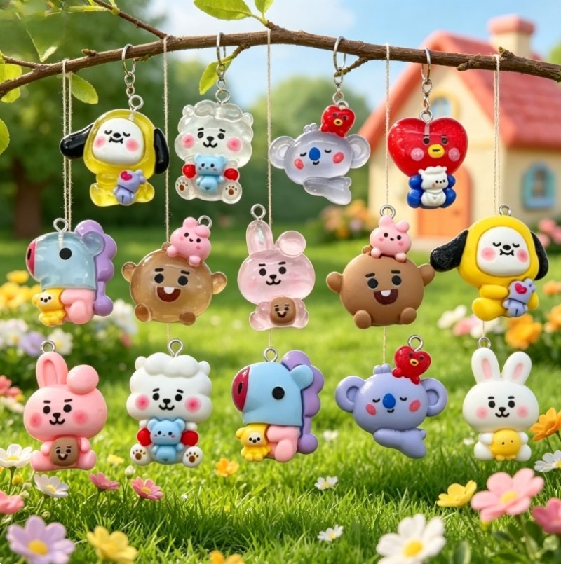 7pcs BT21 Resin Cartoon Charm  - Phone Accessories Jewelry ulasan dan harga